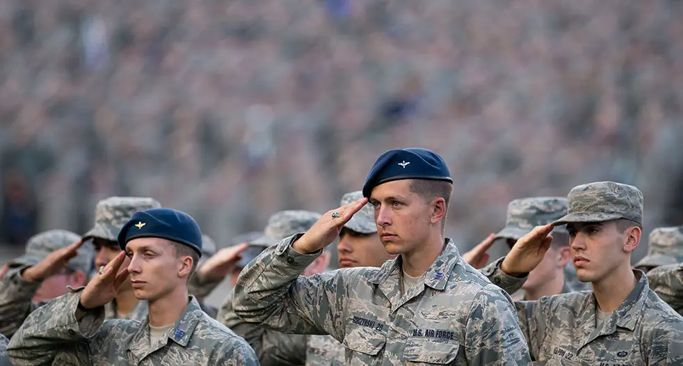 Cadets saluting